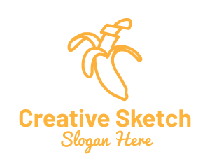 Yellow Stroke Banana logo design