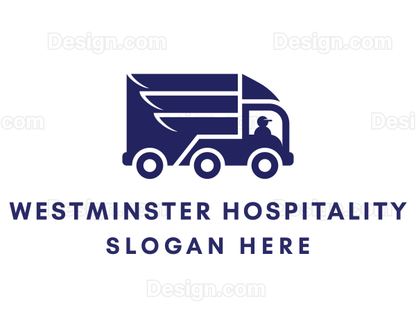 Blue Delivery Truck Logo