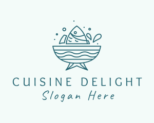 Seafood Fish Bowl  logo design