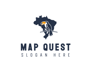 Brazil Toucan Map logo design