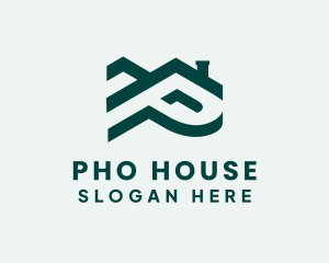 Green House Roof Letter P logo design