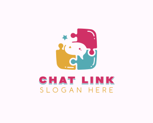 Chat Bubble Puzzle logo design