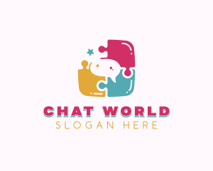 Chat Bubble Puzzle logo design