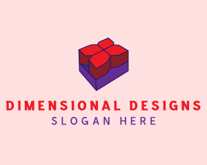 Isometric 3D Flower  logo design