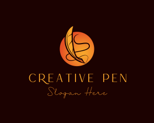 Feather Writing Pen logo design