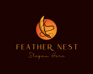 Feather Writing Pen logo design