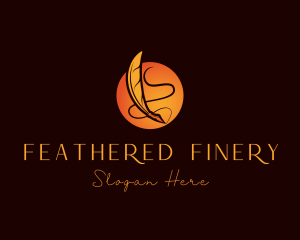 Feather Writing Pen logo design