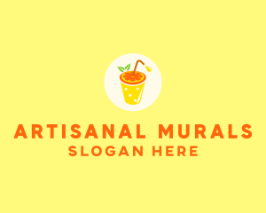 Orange Juice OJ Drink logo design