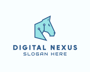 Digital Circuit Horse logo design