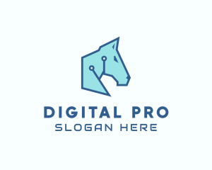 Digital Circuit Horse logo design