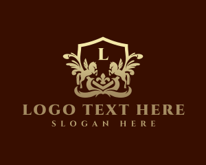 Luxury Ornament Pegasus Shield  logo