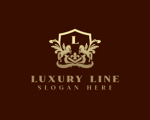 Luxury Ornament Pegasus Shield  logo design