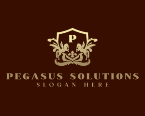 Luxury Ornament Pegasus Shield  logo design