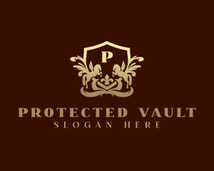 Luxury Ornament Pegasus Shield  logo design