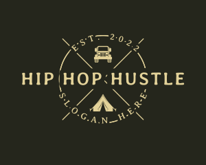 Hipster Tent Camping Trip logo design