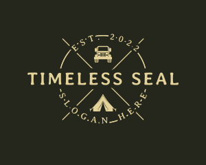 Hipster Tent Camping Trip logo design