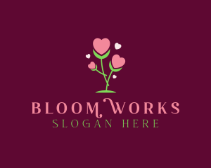 Romantic Heart Bloom  logo design