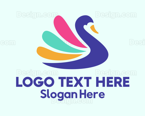 Colorful Swan Silhouette Logo