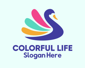 Colorful Swan Silhouette logo design