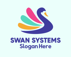 Colorful Swan Silhouette logo design