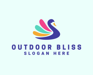 Colorful Swan Silhouette logo design