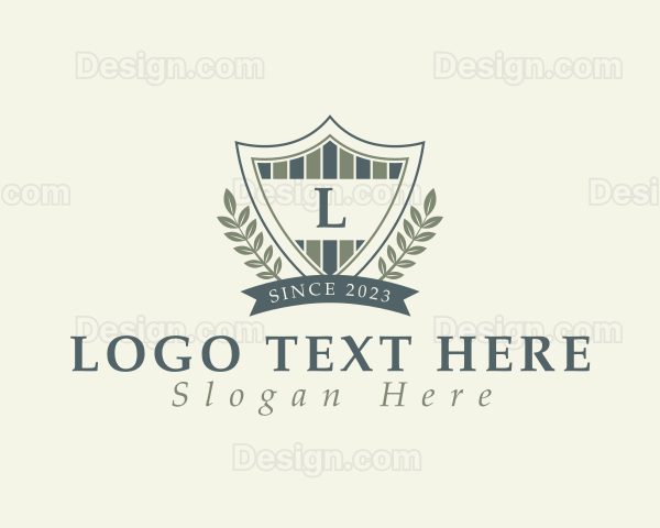 Shield Crest Wreath Logo