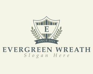 Shield Crest Wreath logo design