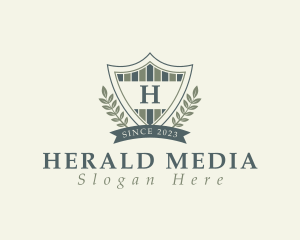 Shield Crest Wreath logo design