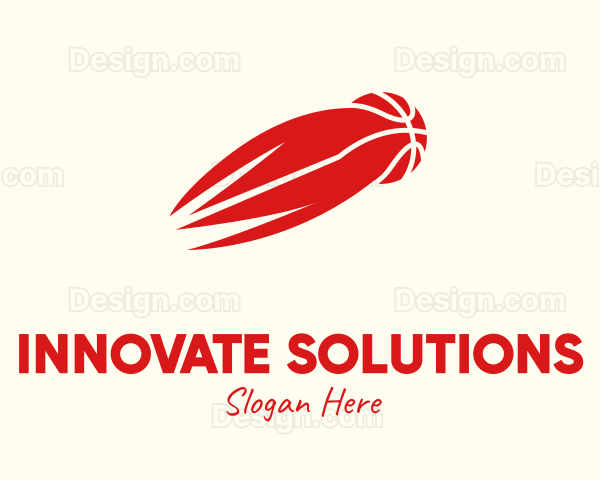 Red Fiery Basketball Logo