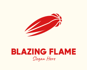 Red Fiery Basketball logo design