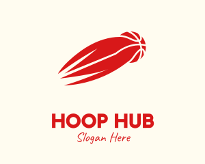 Red Fiery Basketball logo design