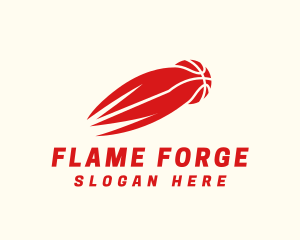 Red Fiery Basketball logo design