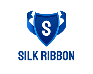 Shield Protection Ribbon Lettermark logo design