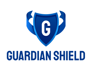 Shield Protection Ribbon Lettermark logo design