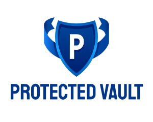 Shield Protection Ribbon Lettermark logo design