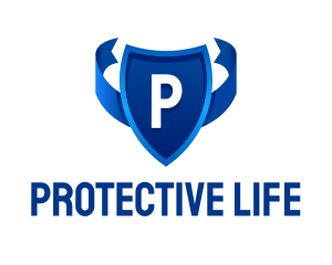 Shield Protection Ribbon Lettermark logo design