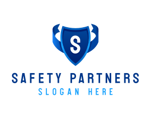 Shield Protection Ribbon Lettermark logo