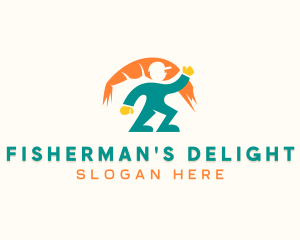 Fisherman Shrimp Seafood logo design