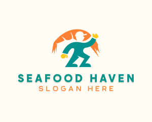 Fisherman Shrimp Seafood logo design