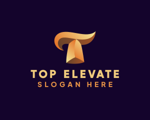 Gold Letter T logo design