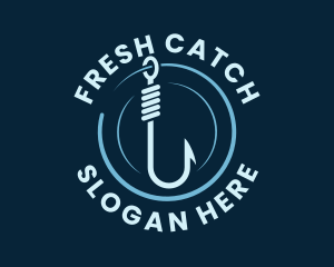 Marine Fishing Hook logo design