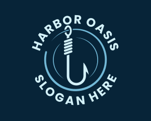 Marine Fishing Hook logo design