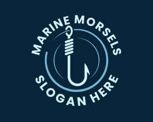 Marine Fishing Hook logo design