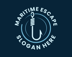 Marine Fishing Hook logo design