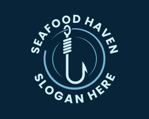 Marine Fishing Hook logo design