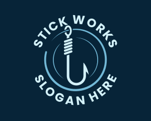 Marine Fishing Hook logo design