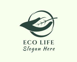 Eco Leaf Hand logo design