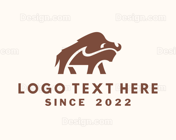 Wild Bison Animal Logo