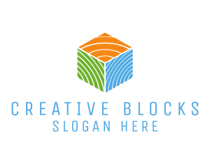 Multicolor Wood Cube logo design