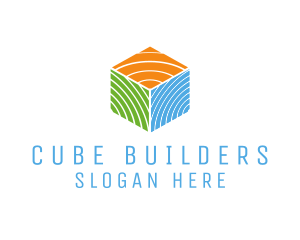 Multicolor Wood Cube logo design